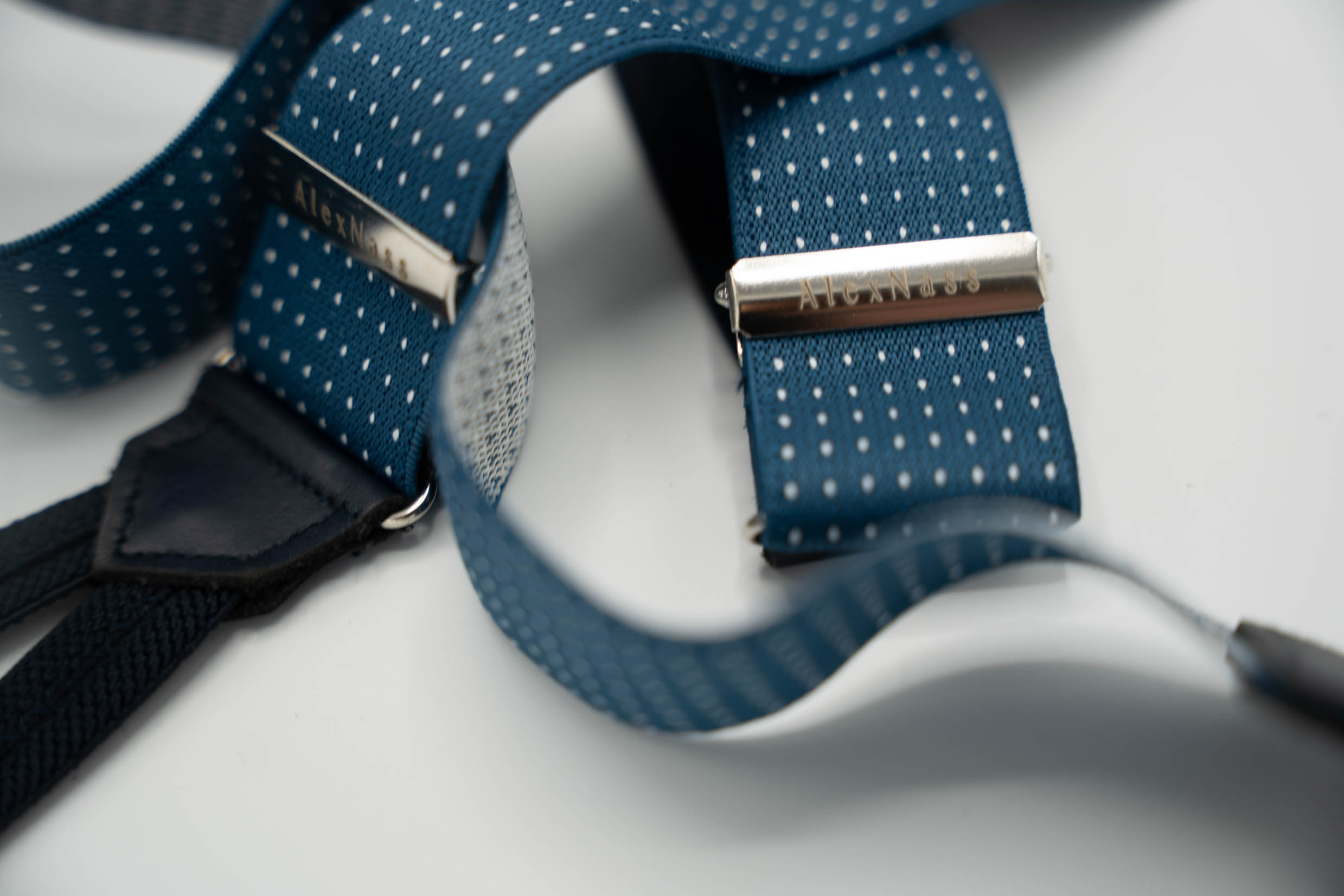 Blue White Dotted Sartorial Suspenders - Image 3